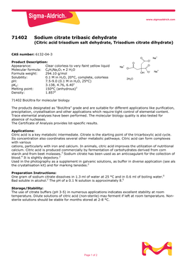 Sodium Citrate Tribasic Dihydrate