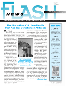 Five Years After 9/11 Liberal Media Push Anti-War Defeatism on All Fronts
