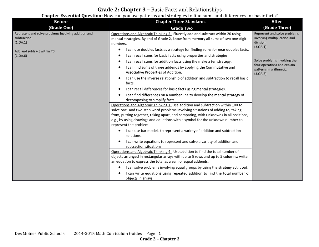 Grade 2: Chapter 3 Basic Facts and Relationships