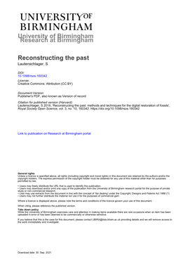 Methods and Techniques for the Digital Restoration of Fossils', Royal Society Open Science, Vol