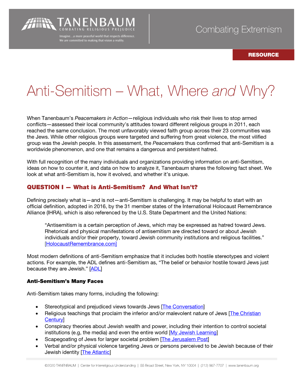 Anti-Semitism – What, Where and Why?