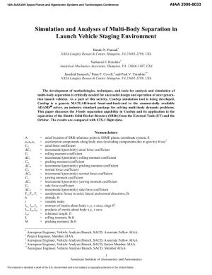 Simulation and Analyses of Multi-Body Separation in Launch Vehicle Staging Environment