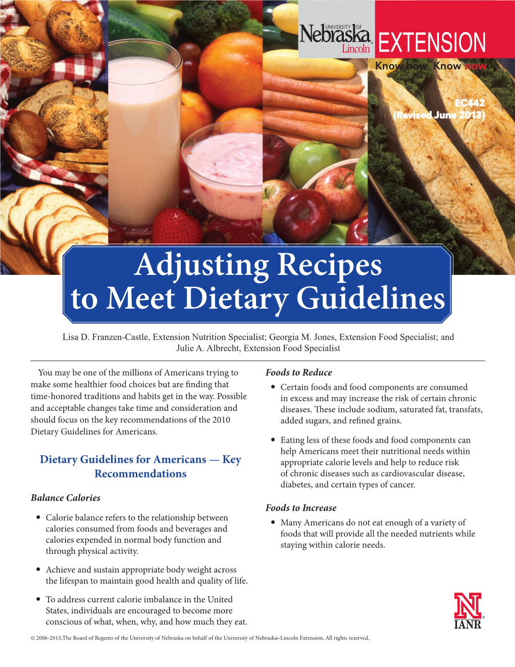 Adjusting Recipes to Meet Dietary Guidelines