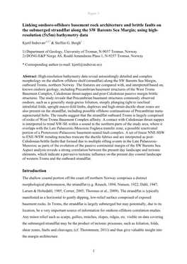 Linking Onshore-Offshore Basement Rock Architecture and Brittle Faults