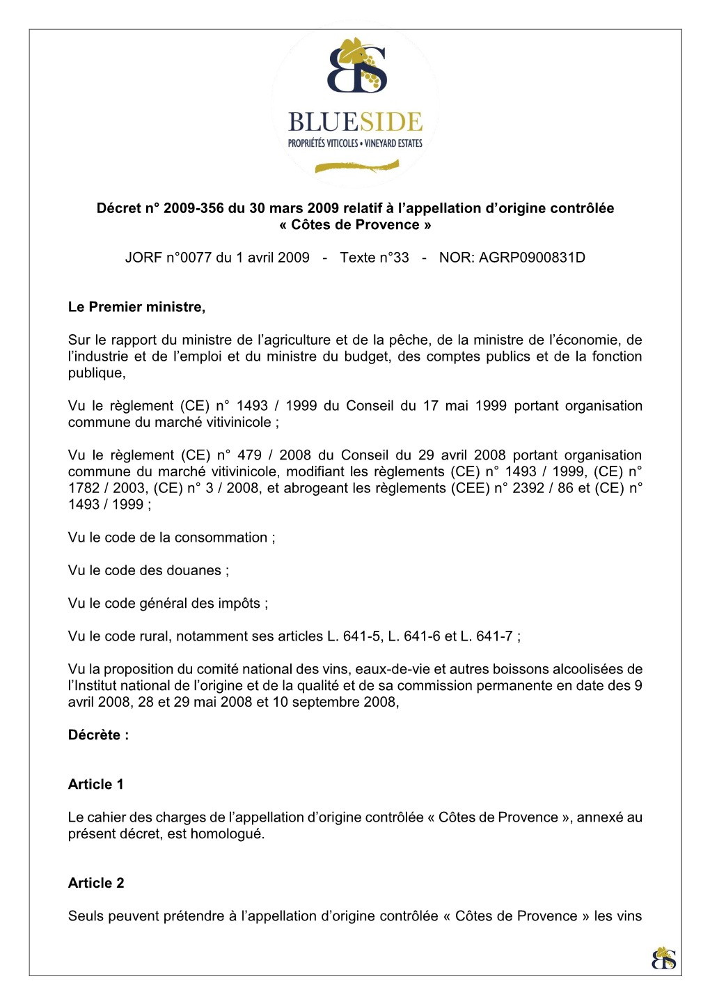 Cahier Des Charges Aoc Cotes De Provence