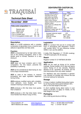 Technical Data Sheet of Dehydrated Castor