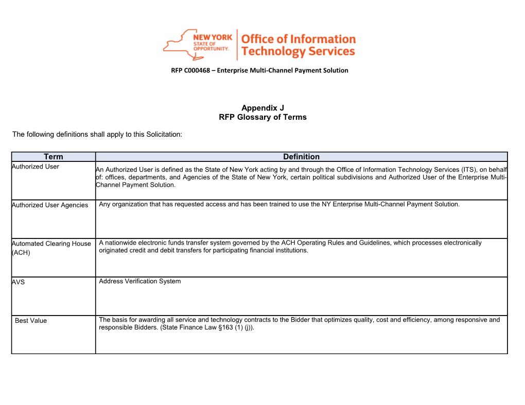 RFP C000468 Enterprise Multi-Channel Payment Solution