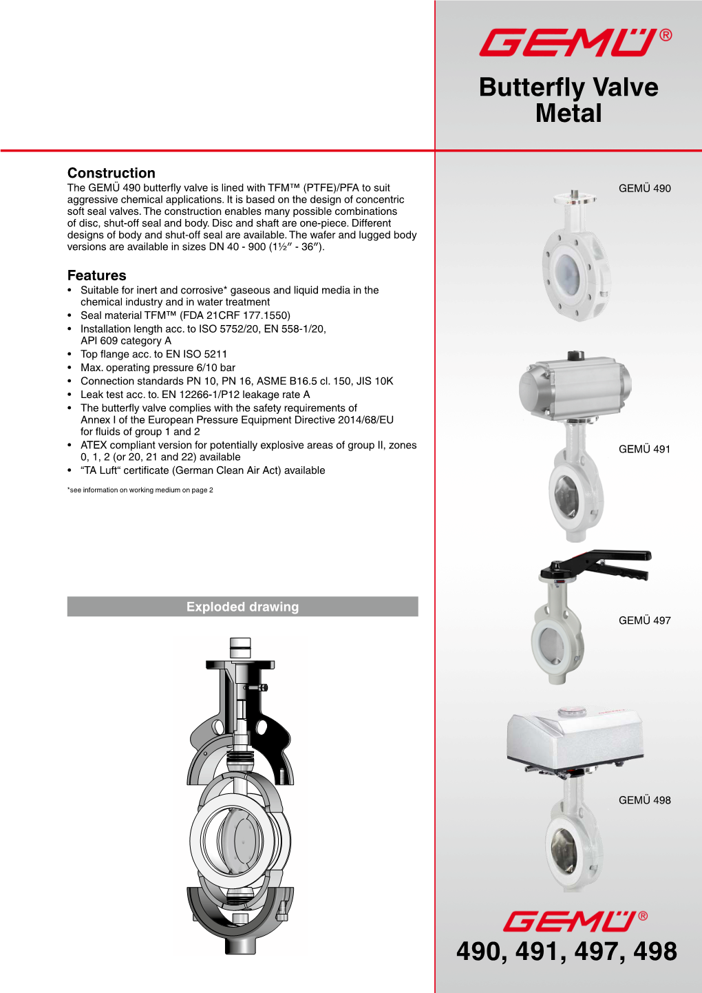 490, 491, 497, 498 Butterfly Valve Metal