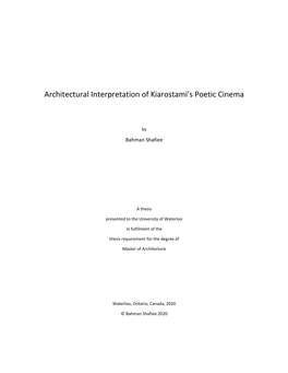 Architectural Interpretation of Kiarostami's Poetic Cinema
