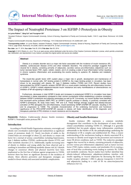 The Impact of Neutrophil Proteinase 3 on IGFBP-3 Proteolysis in Obesity
