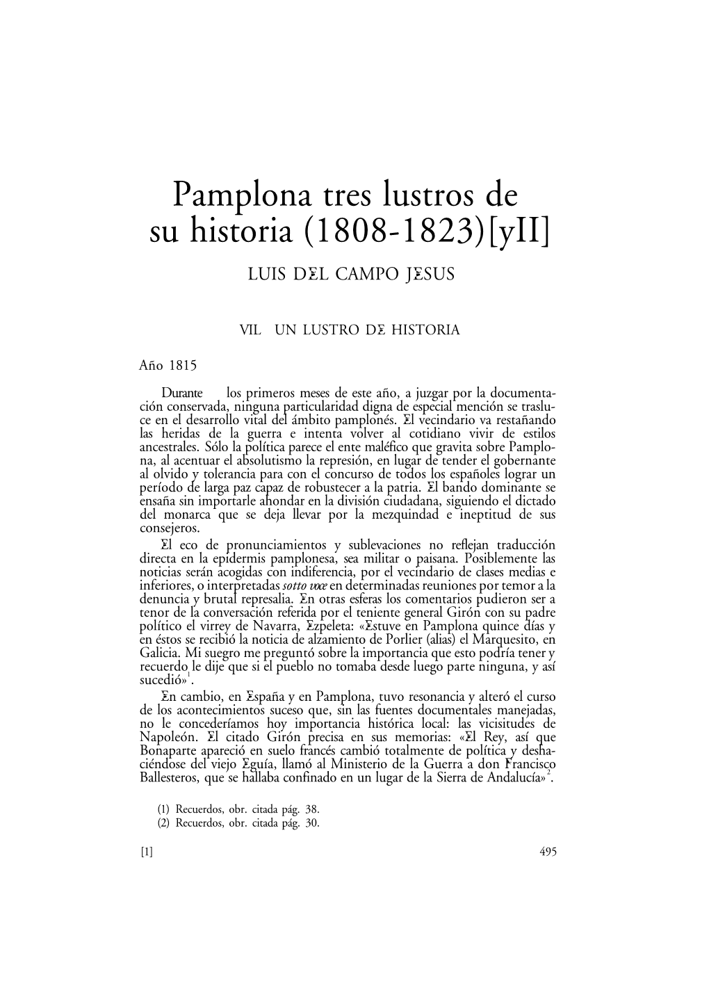 Pamplona, Tres Lustros De Su Historia (1808-1823)[Y