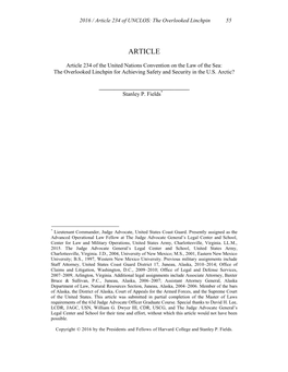 Article 234 of the United Nations Convention on the Law of the Sea: the Overlooked Linchpin for Achieving Safety and Security in the U.S