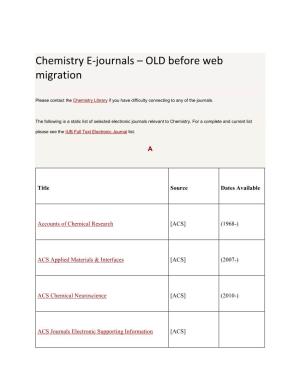 Chemistry E-Journals – OLD Before Web Migration