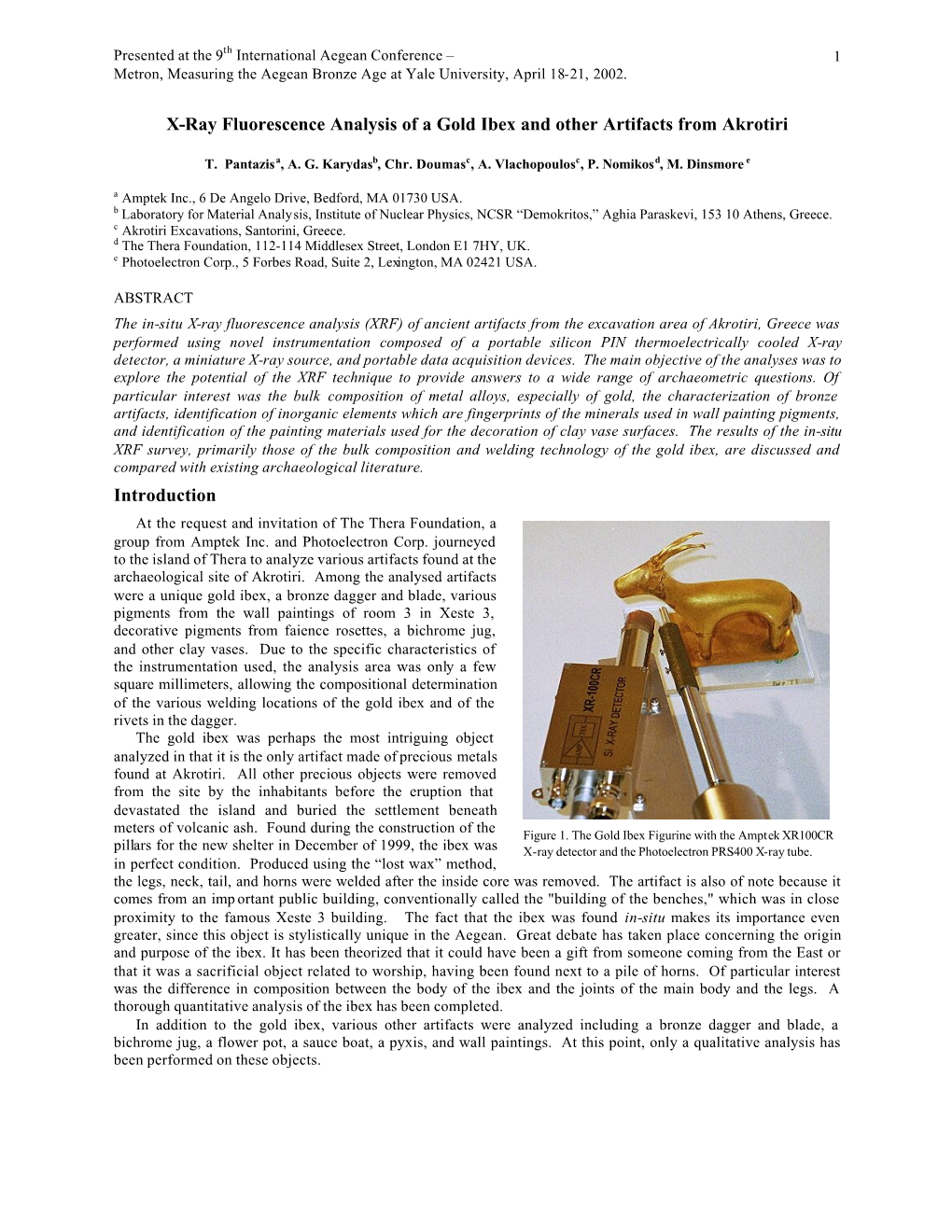 XRF of Gold Ibex for Metron B2