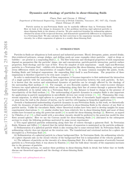 Arxiv:1712.03892V2 [Physics.Flu-Dyn] 25 Feb 2018 Iii) Sedimentation of a Spherical Particle in a Linear Background ﬂow