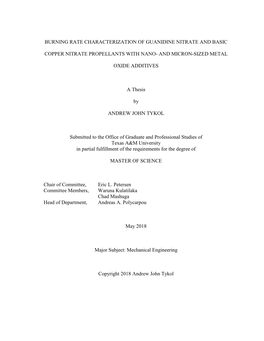 Burning Rate Characterization of Guanidine Nitrate and Basic