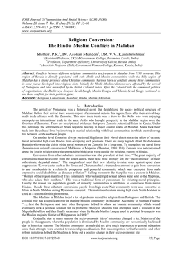 Religious Conversion: the Hindu- Muslim Conflicts in Malabar