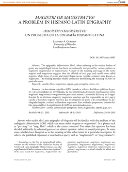 A Problem in Hispano-Latin Epigraphy