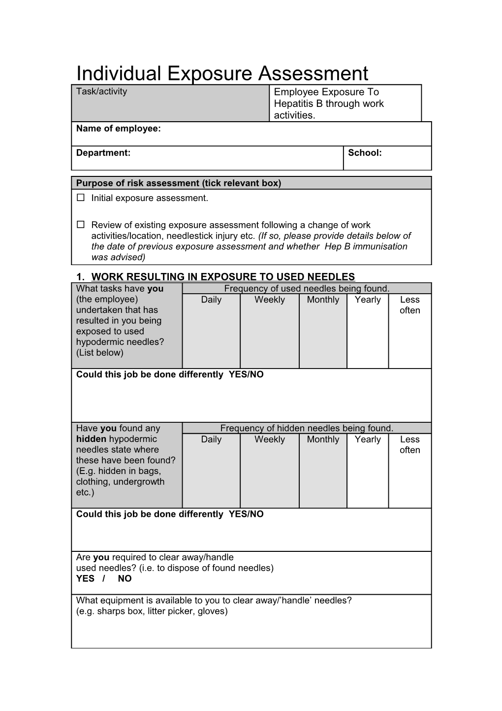 Individual Exposure Assessment