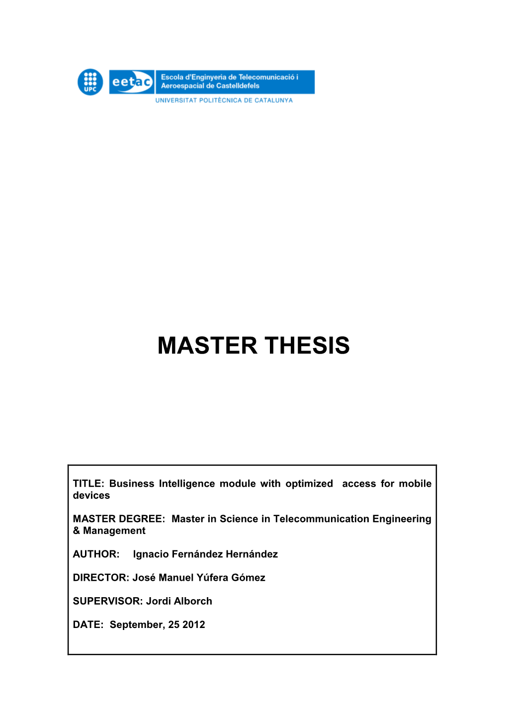 Master Thesis