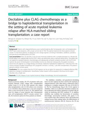 Decitabine Plus CLAG Chemotherapy As a Bridge to Haploidentical