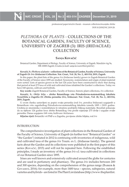 Plethora of Plants - Collections of the Botanical Garden, Faculty of Science, University of Zagreb (3): Iris (Iridaceae) Collection