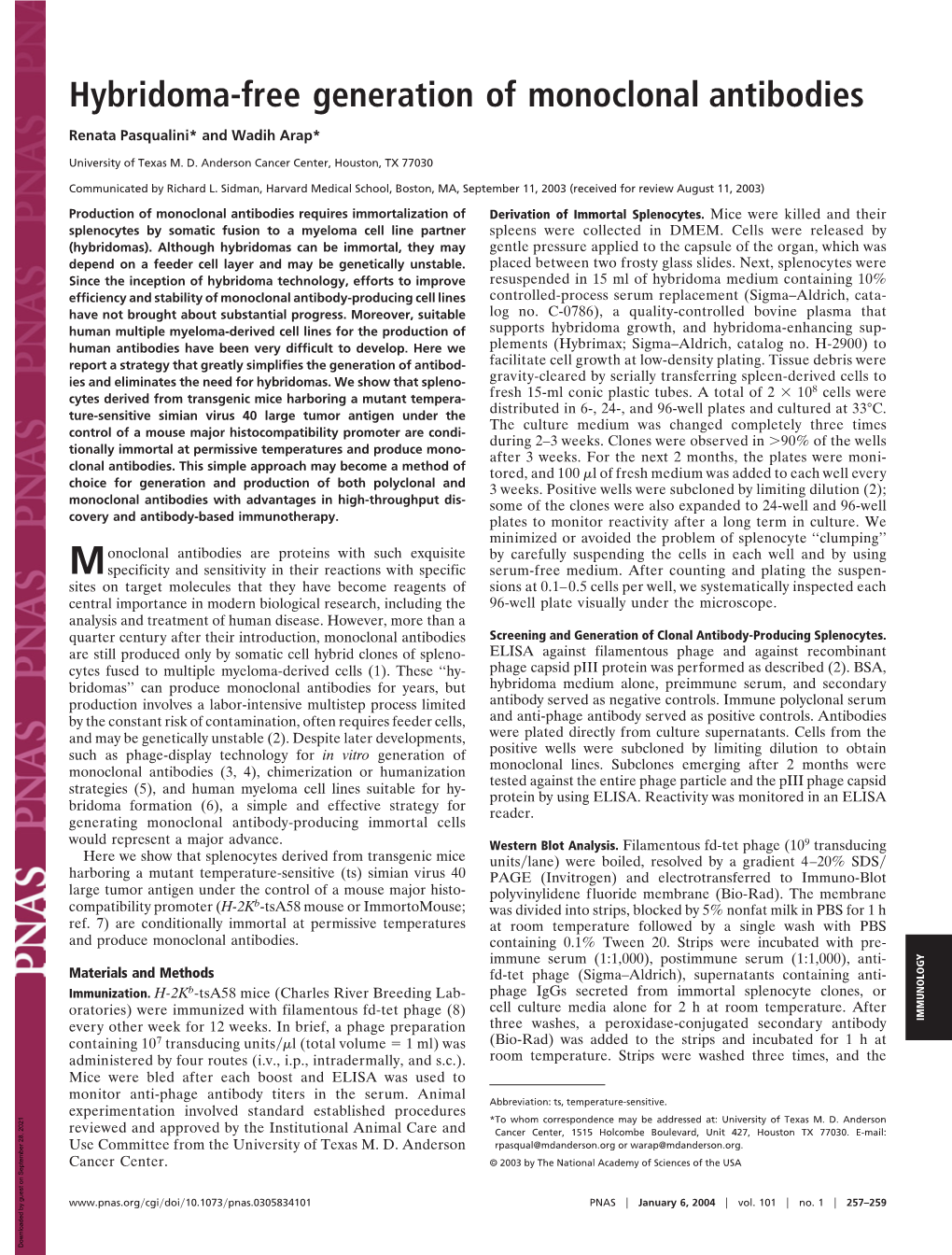 Hybridoma-Free Generation of Monoclonal Antibodies