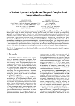 A Realistic Approach to Spatial and Temporal Complexities of Computational Algorithms