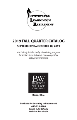 Institute for Learning in Retirement 2019 Fall Quarter Catalog