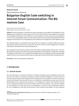 Bulgarian-English Code-Switching in Internet Forum Communication: the BG- Mamma Case