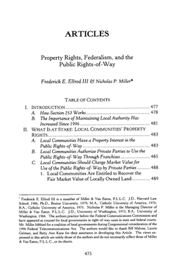Property Rights, Federalism, and the Public Rights-Of-Way