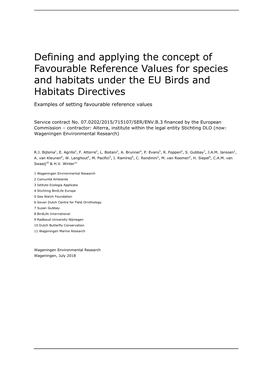 Defining and Applying the Concept of Favourable Reference Values for Species and Habitats Under the EU Birds and Habitats Directives