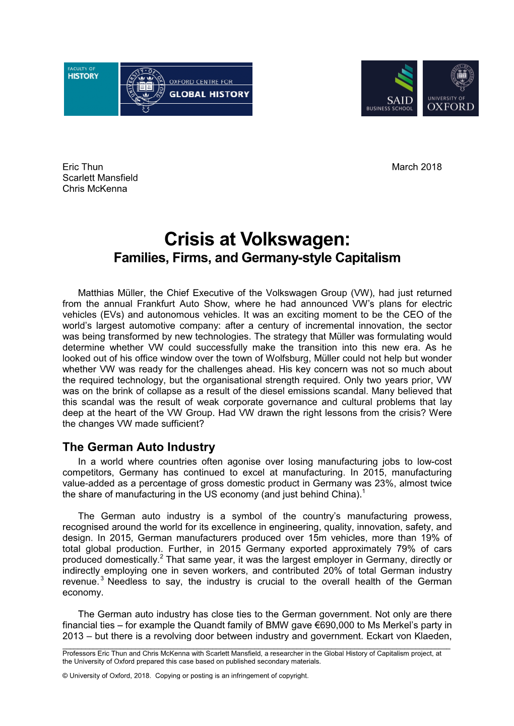 Crisis at Volks Crisis at Volkswagen