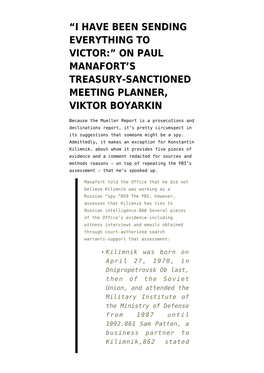 S Treasury-Sanctioned Meeting Planner, Viktor Boyarkin