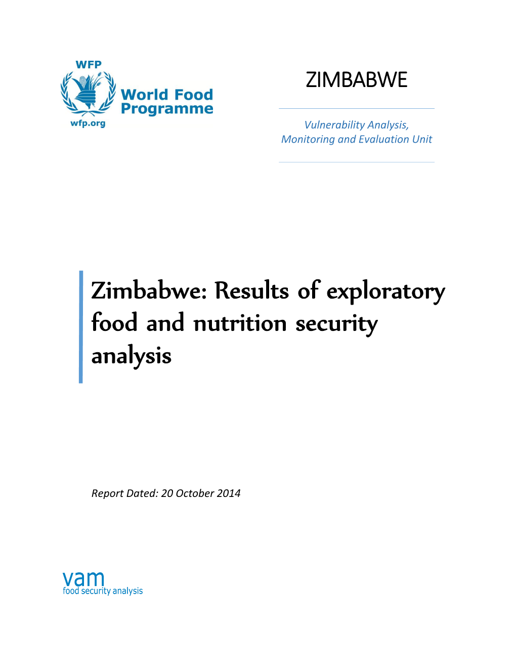 Zimbabwe: Results of Exploratory Food and Nutrition Security Analysis