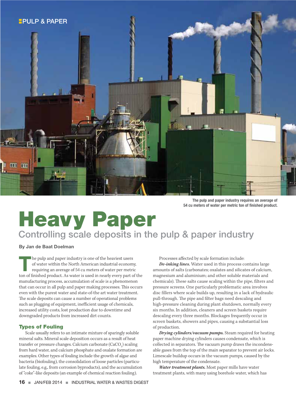 Heavy Paper Controlling Scale Deposits in the Pulp & Paper Industry