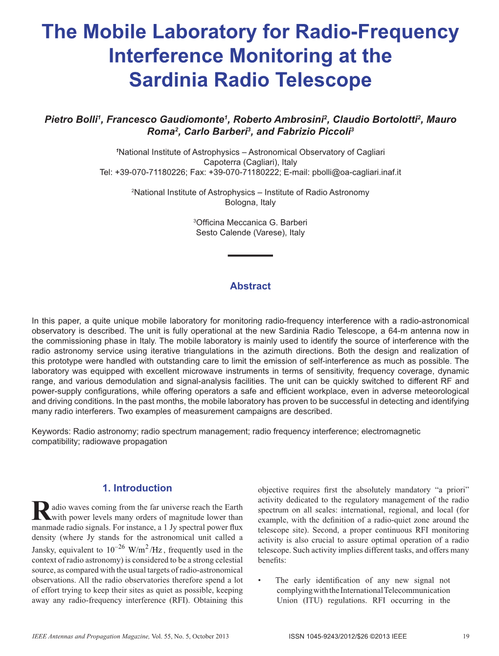 The Mobile Laboratory for Radio-Frequency Interference Monitoring at the Sardinia Radio Telescope