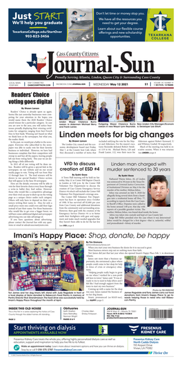 Cass County Citizens Journal-Sun JOURNAL-SUN) WAS ESTABLISHED in 1879 Welcomes All Letters to the Editor