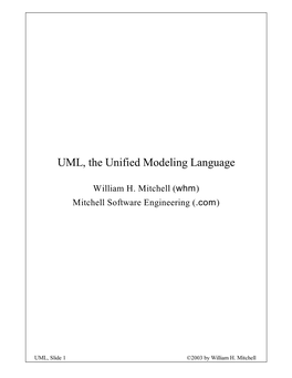 A Quick Introduction to UML, the Unified Modeling Language