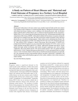 A Study on Pattern of Heart Disease and Maternal and Fetal Outcome Of