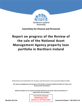 Report on Progress of the Review of the Sale of the National Asset Management Agency Property Loan Portfolio in Northern Ireland