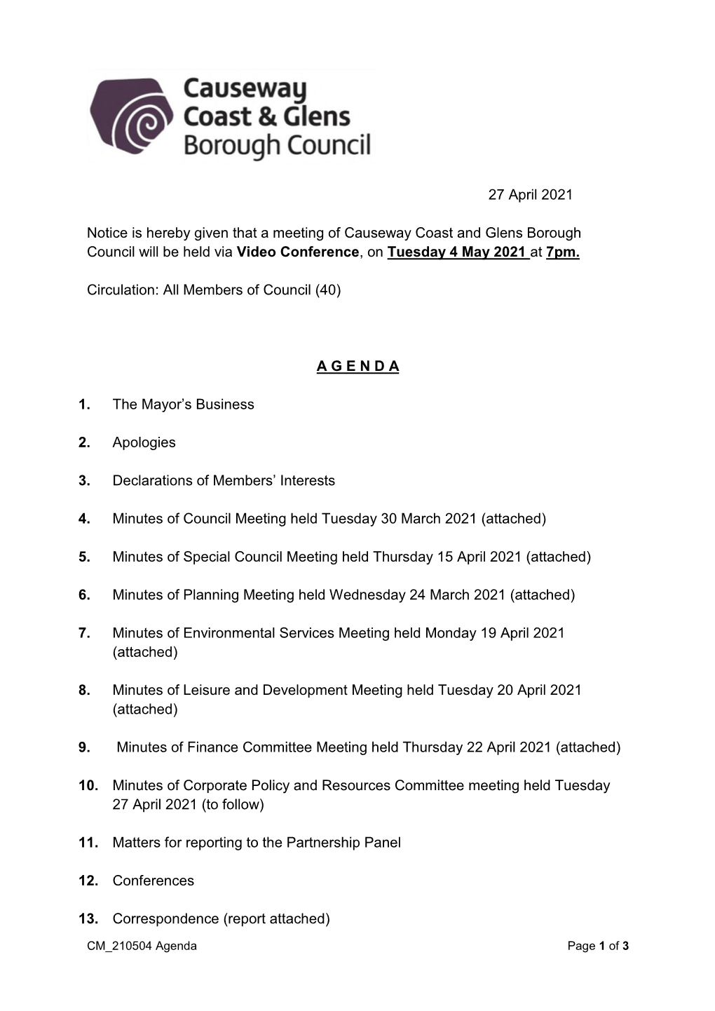 210504 Council Meeting Agenda FINAL