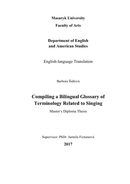 Compiling a Bilingual Glossary of Terminology Related to Singing