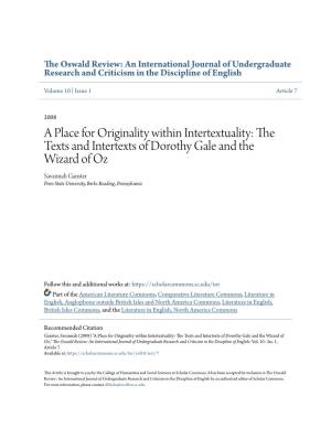 A Place for Originality Within Intertextuality: the Texts And