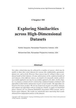Exploring Similarities Across High-Dimensional Datasets