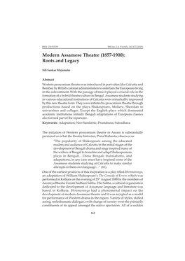 Modern Assamese Theatre (1857-1900): Roots and Legacy