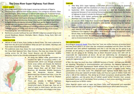The Cross River Super Highway: Fact Sheet