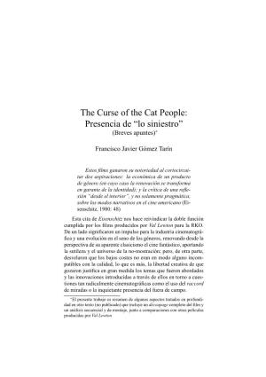 The Curse of the Cat People: Presencia De “Lo Siniestro” (Breves Apuntes)∗