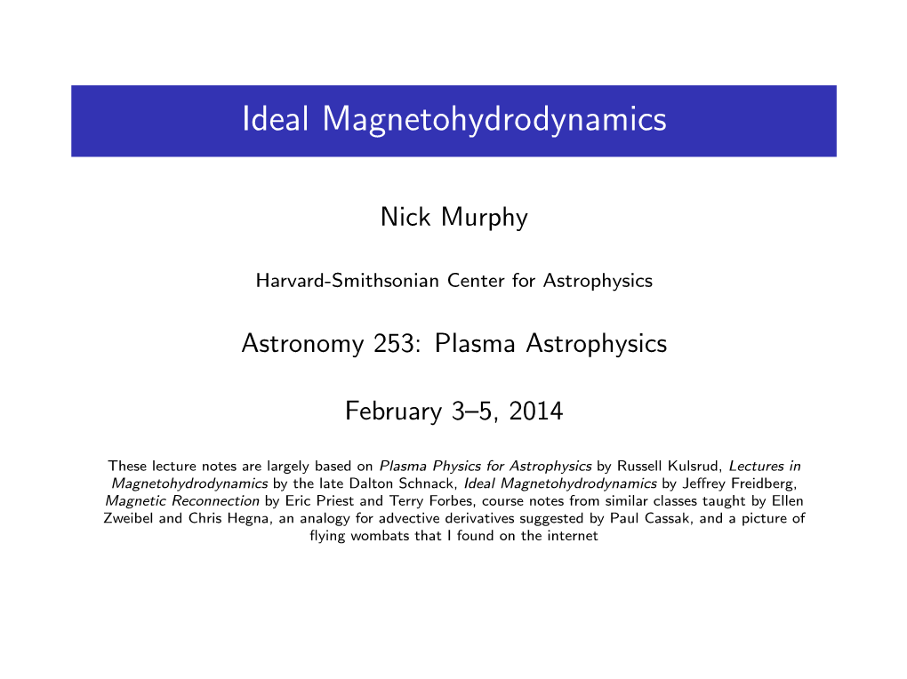 Ideal Magnetohydrodynamics