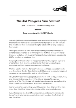 The 3Rd Refugees Film Festival